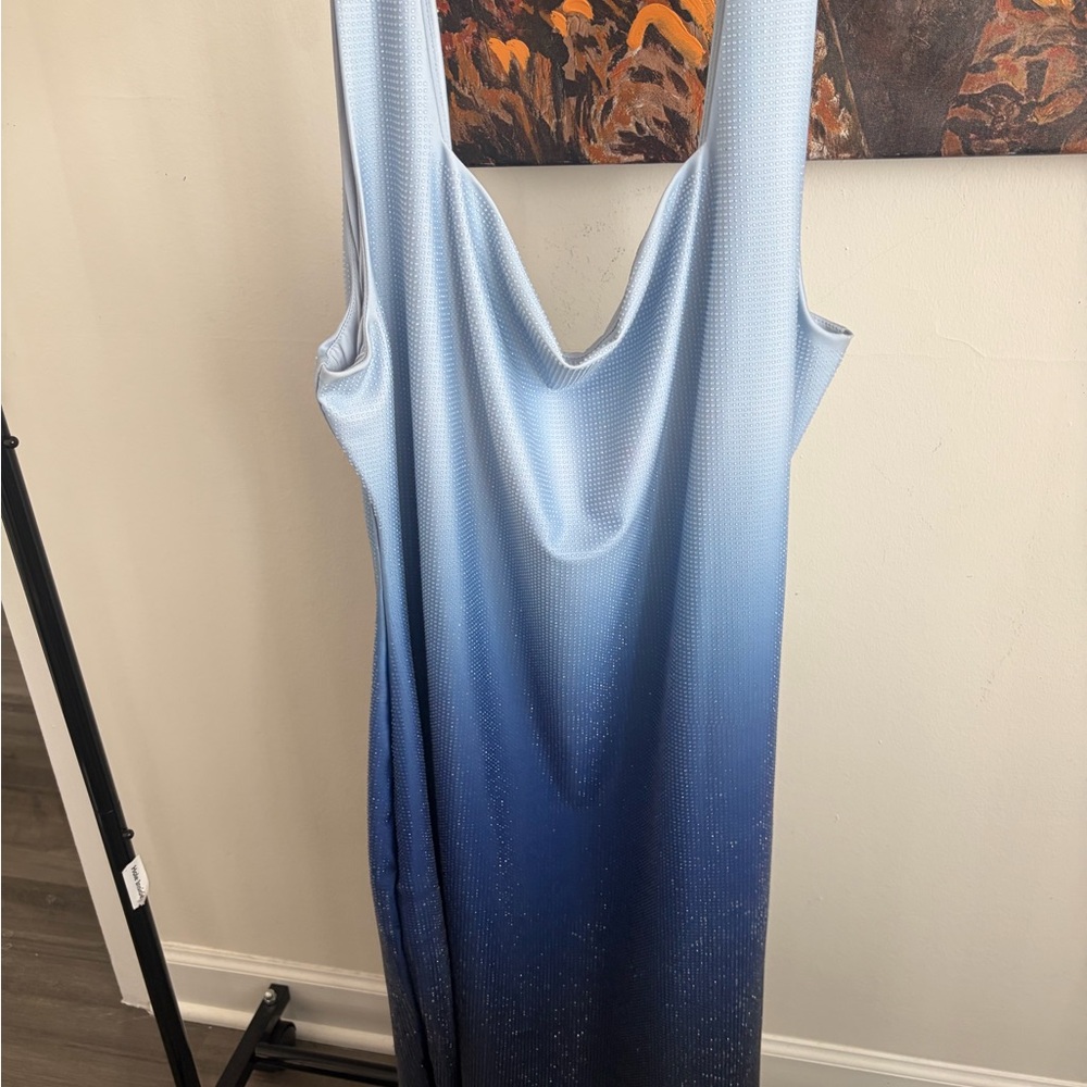 AKIRA Blue Ombre Backless Dress